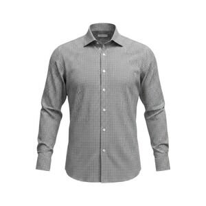 Brooks Brothers Mens 16.5-34 Slim Stretch Gingham Dress Shirt Black White
